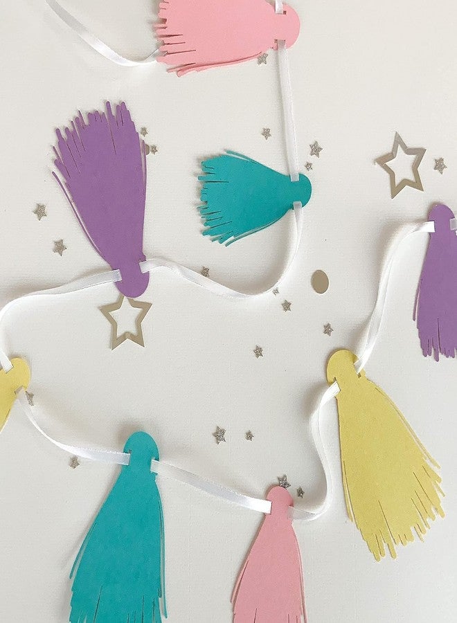 Curious Button Pastel Theme Party Decoration Paper Tassel Bunting, 20 Pieces, Pink, Purple, Yellow and Aqua, 2.5 inch in Length - Image 4